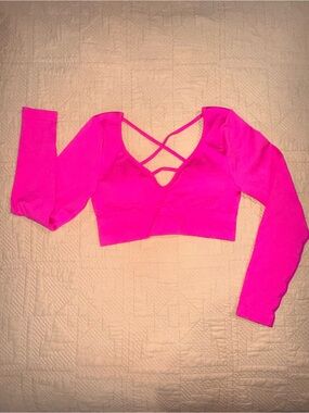 Hot Pink Crisscross Active Crop Top
